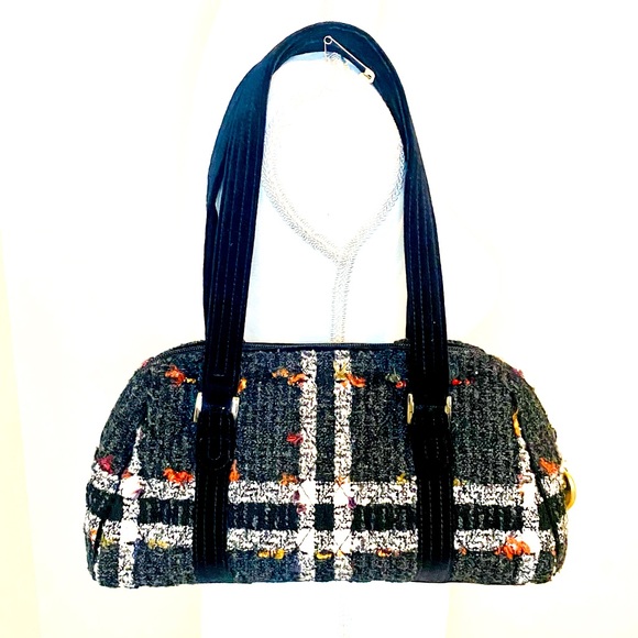 Vera Bradley Plaid Tweed Velour Shoulder Satchel Purse Bag - Picture 1 of 10
